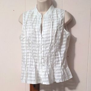 Jones New York Signature Petite Striped Blouse Size Medium